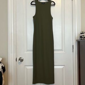 NWOT Top Shop Olive Green Scuba Neck Midi Dress size 4